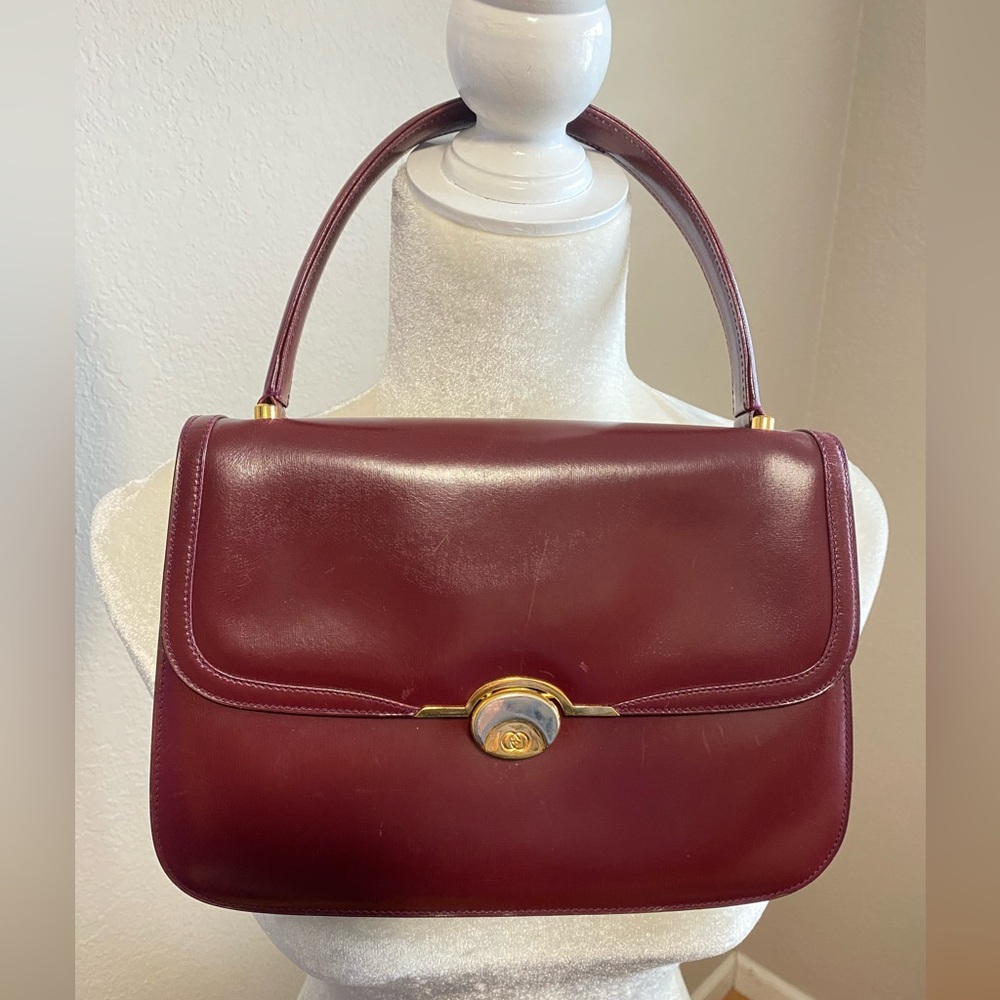 Gucci Vintage top handle leather flap bag